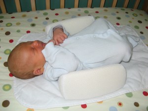 Jacob as a newborn trying out sleeping. (He soon decided he didn't like it.)